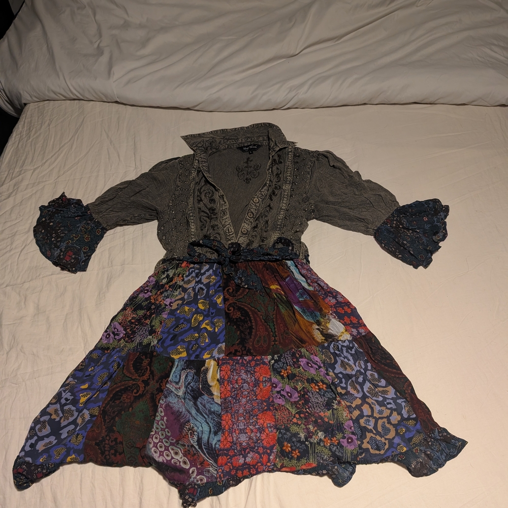 Bohemian Patchwork Mini Dress